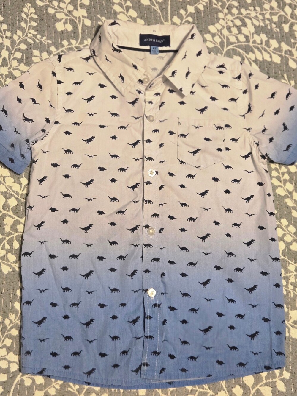 Andy & Evan Blue Ombre Dinosaur Button-Down Shirt Toddler Boys Size 4t